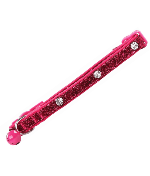 Pawise – Cat Collar Diamond Rose with Bell – Pink Glitter Adjustable Collar (26–30 cm)