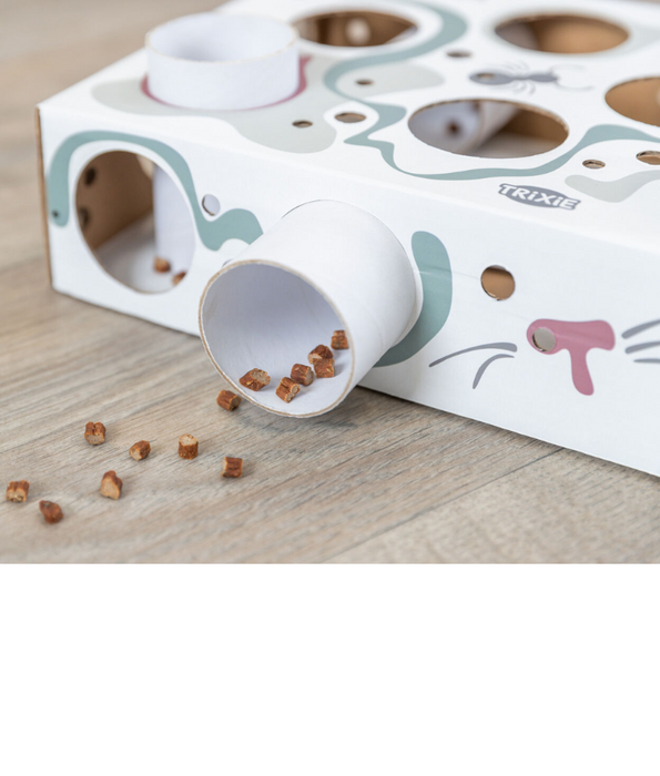 Trixie - Paws’n’Treats Box, Interactive Cat Puzzle Toy with Push-In Tubes - 35 × 7 × 20 cm