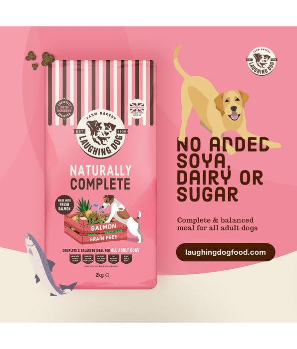 Laughing Dog - Naturally Complete Salmon, Grain-Free, Adult Dry Dog Food For All Breed Sizes - 2kg, 10kg