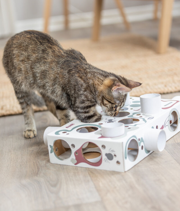 Trixie - Paws’n’Treats Box, Interactive Cat Puzzle Toy with Push-In Tubes - 35 × 7 × 20 cm