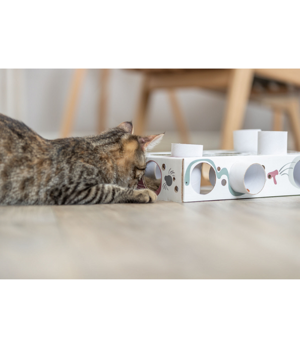 Trixie - Paws’n’Treats Box, Interactive Cat Puzzle Toy with Push-In Tubes - 35 × 7 × 20 cm