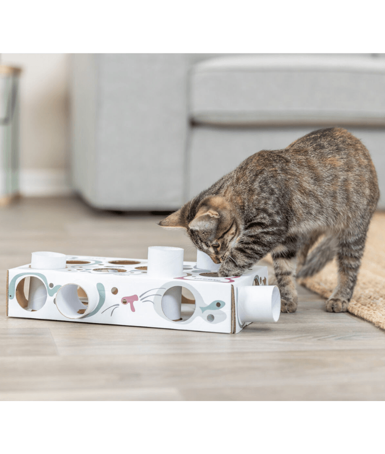 Trixie - Paws’n’Treats Box, Interactive Cat Puzzle Toy with Push-In Tubes - 35 × 7 × 20 cm