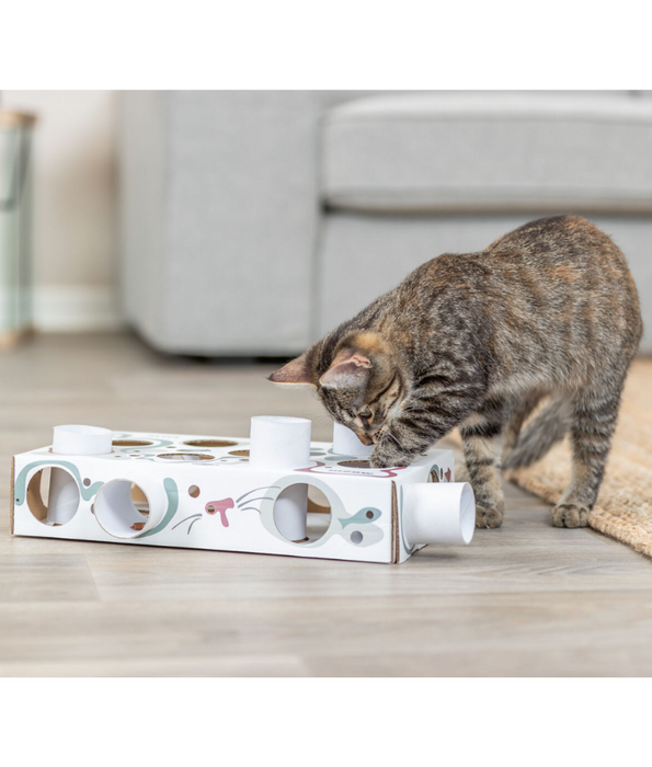 Trixie - Paws’n’Treats Box, Interactive Cat Puzzle Toy with Push-In Tubes - 35 × 7 × 20 cm