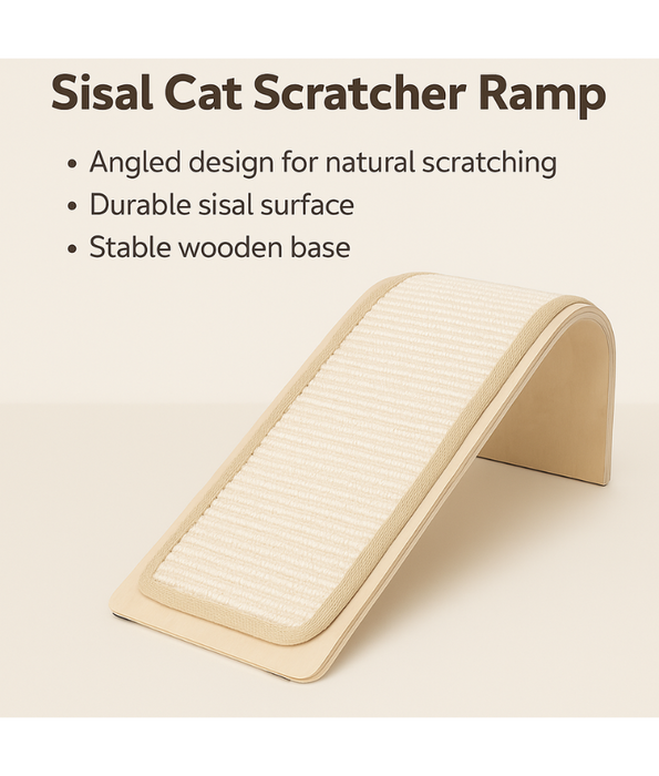Pawise – Inclined Cat Scratching Ramp with Detachable Sisal Mat & Catnip – 38 x 18 x 17 cm