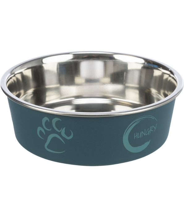 Trixie - Stainless Steel Bowl, Teal, plastic coating, rubber base, non-slip - XSmall, Small, Medium