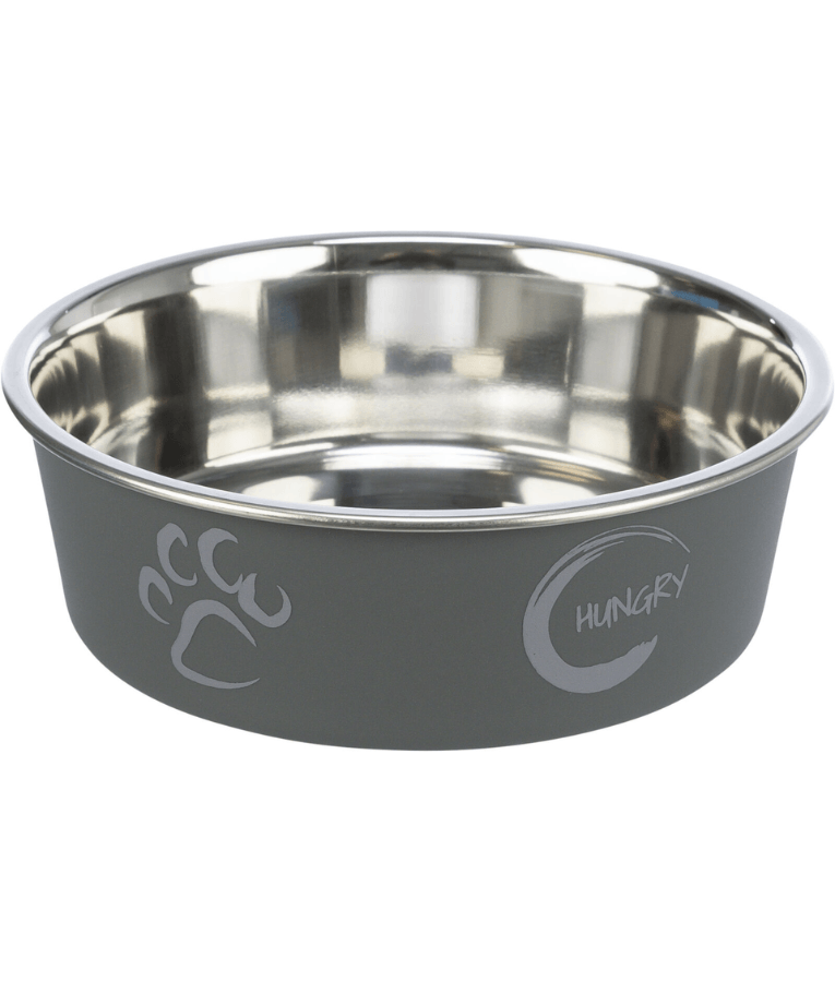 Trixie - Stainless Steel Bowl, Grey, plastic coating, rubber base, non-slip - XSmall, Small, Medium