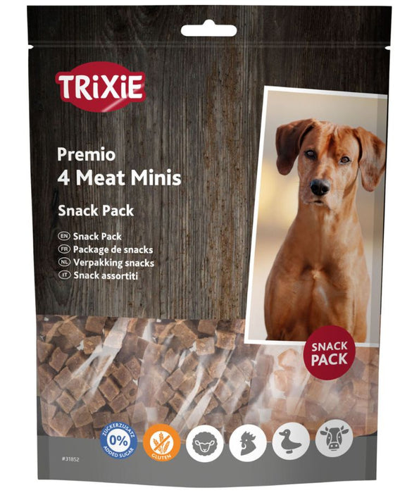 Trixie - Premio 4 Meat Minis Snack Pack, Chicken, Duck, Beef & Lamb, Variety Protein Dog Treats, Gluten-Free & No Added Sugar - 4 × 100 g