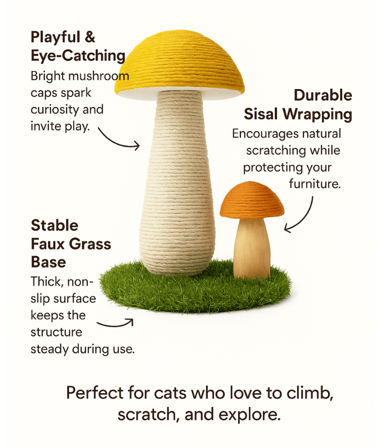 Pawise - Mushee Mushroom Cat Scratching Post - 40 x 35 cm