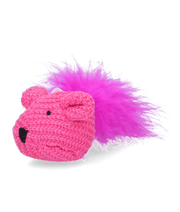 Pawise Wool Mouse Cat Toy – Soft Knitted Plush with Feather Tail for Interactive Play