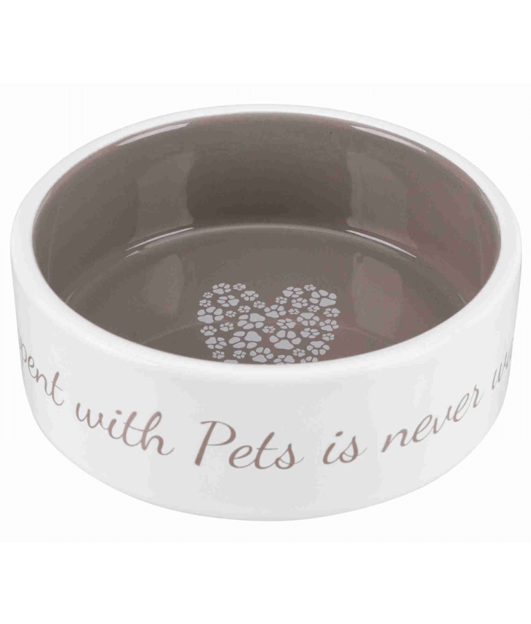 Trixie - Pet’s Home Ceramic Bowl, Cream/Brown, For Cats & Small/Medium Dogs – Small, Medium