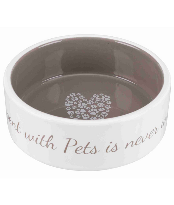 Trixie - Pet’s Home Ceramic Bowl, Cream/Brown, For Cats & Small/Medium Dogs – Small, Medium