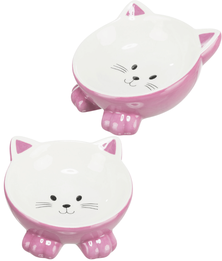 Trixie - Elevated Ceramic Bowl - Cat Face - 250 ml