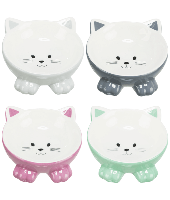 Trixie - Elevated Ceramic Bowl - Cat Face - 250 ml