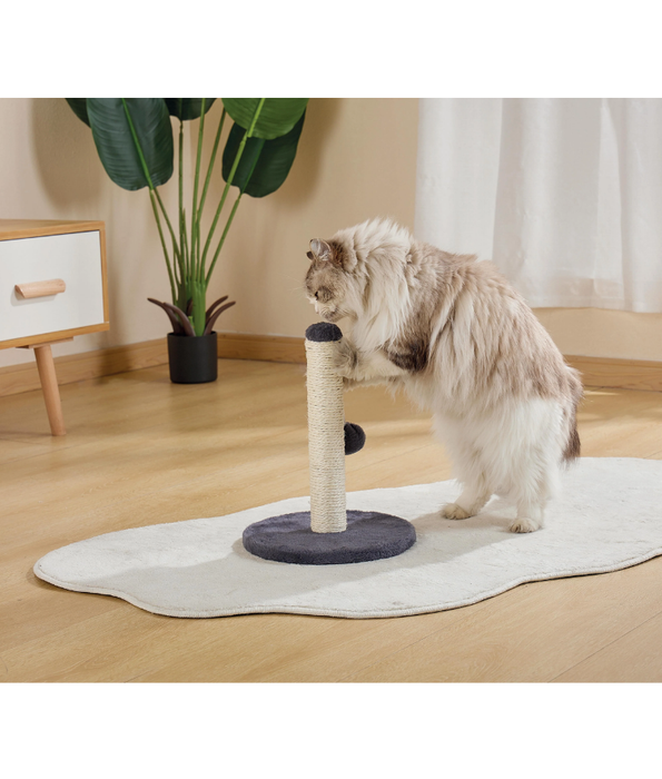 M-Pets - My First Cat Tree Pompom Dark Grey, Scratching Post, Interactive Play - 24×24×30 cm