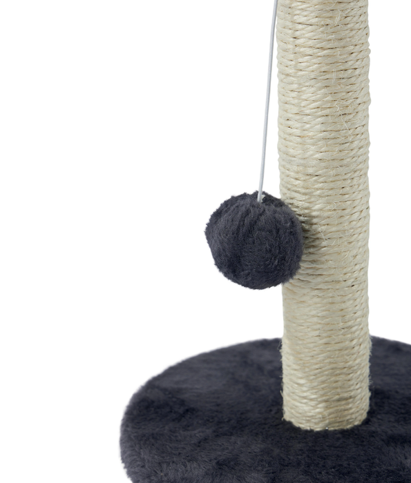 M-Pets - My First Cat Tree Pompom Dark Grey, Scratching Post, Interactive Play - 24×24×30 cm