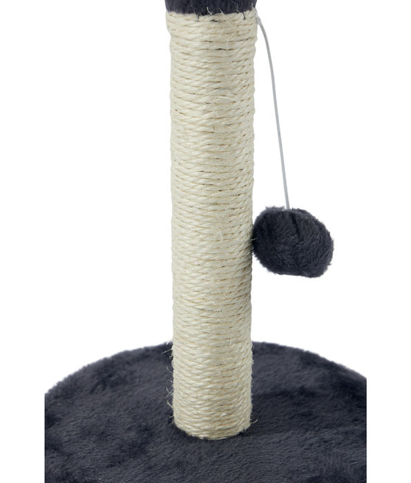 M-Pets - My First Cat Tree Pompom Dark Grey, Scratching Post, Interactive Play - 24×24×30 cm