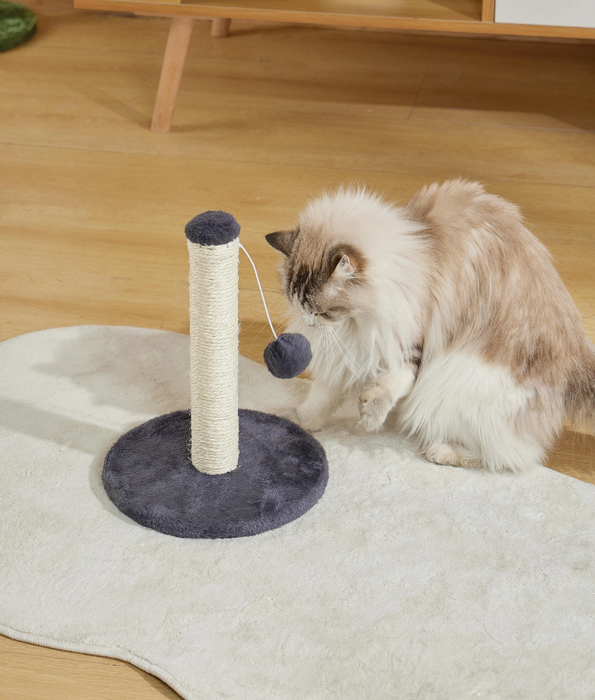 M-Pets - My First Cat Tree Pompom Dark Grey, Scratching Post, Interactive Play - 24×24×30 cm