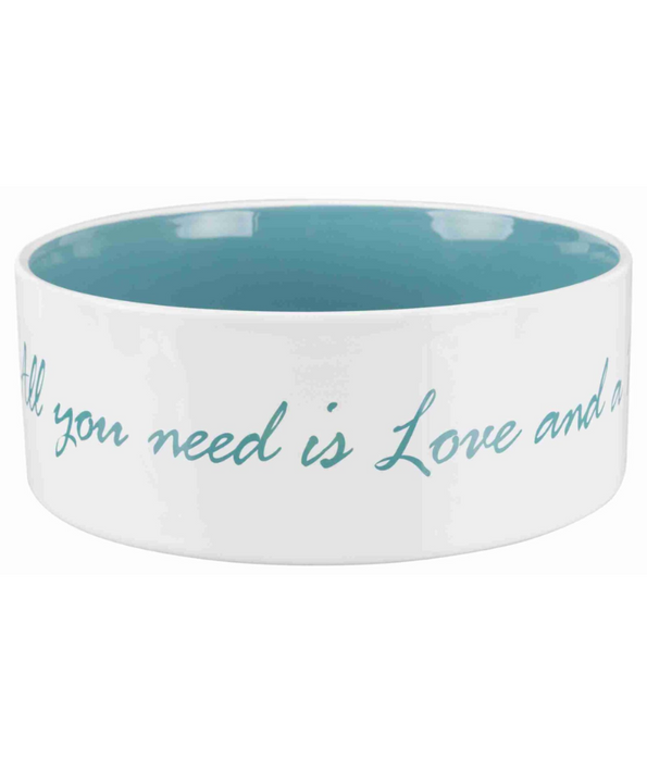 Trixie - Pet’s Home Ceramic Bowl, Cream/Petrol, For Cats & Small/Mediun Dogs - Small, Medium