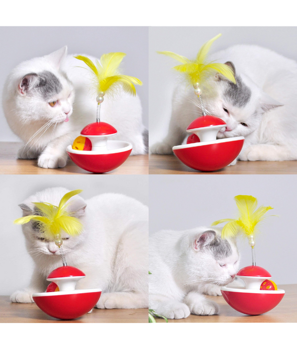 Pawise - Cat Tumbler Toy with a Feather Top - 17cm