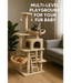 Pawise - Multiple Levels Cat Climbing Center, With Platforms, Caves, & Feather Toys - L40 x W40 x H125 cm