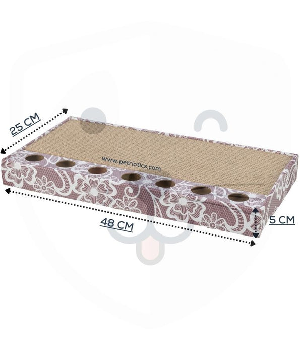 Trixie - Scratching Cardboard with 2 Toy Balls, Catnip-Infused Cat Scratcher - 48 × 5 × 25 cm