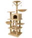 Pawise - Multiple Levels Cat Climbing Center, With Platforms, Caves, & Feather Toys - L40 x W40 x H125 cm