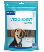 Virbac - Veggiedent FRESH Dental Chews, Plant-Based Formula, Dental & Digestive Support S- M packaging.