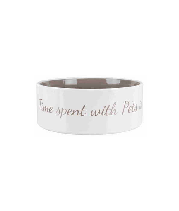 Trixie - Pet’s Home Ceramic Bowl, Cream/Brown, For Cats & Small/Medium Dogs – Small, Medium