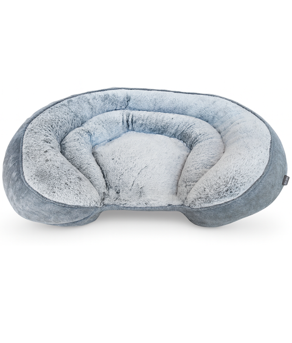 Top Paw - Orthopedic Premium Support Oval Lounger Dog Bed, Memory Foam, Plush Blue & Grey, Washable Cover - Large 96×76x22 cm