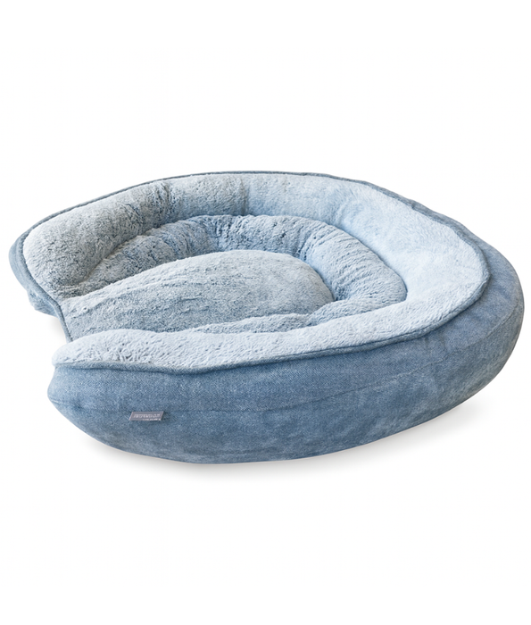 Top Paw - Orthopedic Premium Support Oval Lounger Dog Bed, Memory Foam, Plush Blue & Grey, Washable Cover - Large 96×76x22 cm