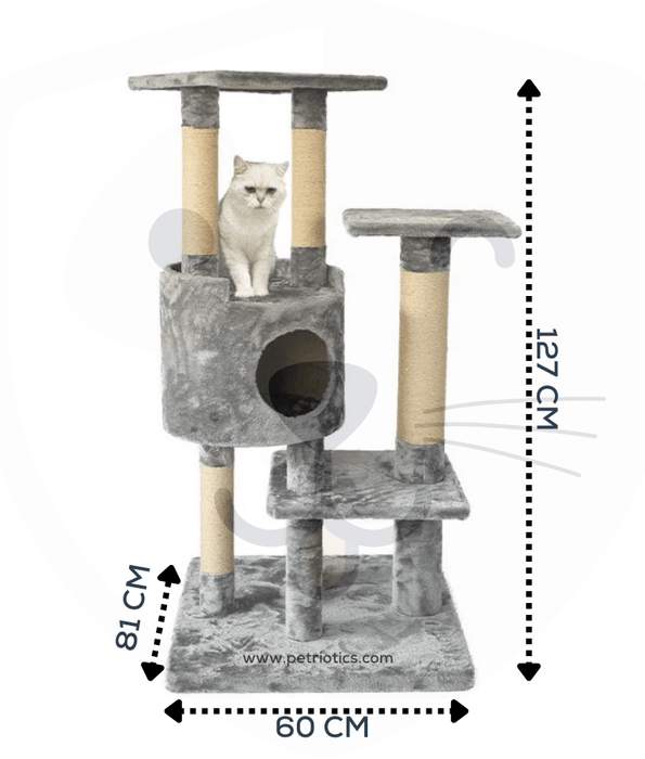Pawise - Multiple Levels Cat Climbing Tree, with Platforms, & Cave - L60 x W81 x H127 cm