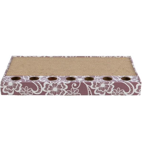 Trixie - Scratching Cardboard with 2 Toy Balls, Catnip-Infused Cat Scratcher - 48 × 5 × 25 cm