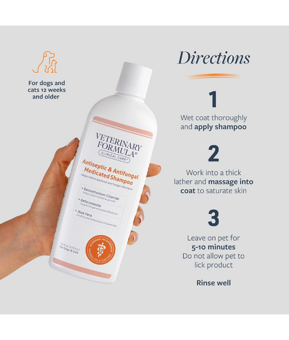 Synergy Labs - Veterinary Formula, Clinical Care Antiseptic and Antifungal Shampoo for Dogs and Cats - 473ml