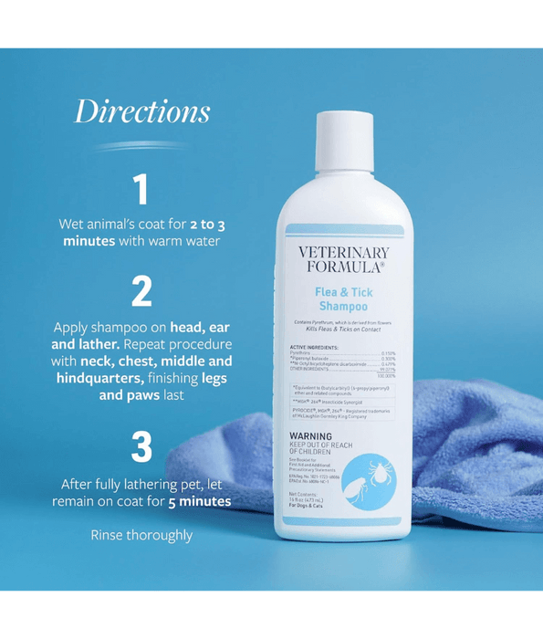 Synergy Labs - Veterinary Formula, Flea & Tick Shampoo For Dogs & Cats - 473 ml