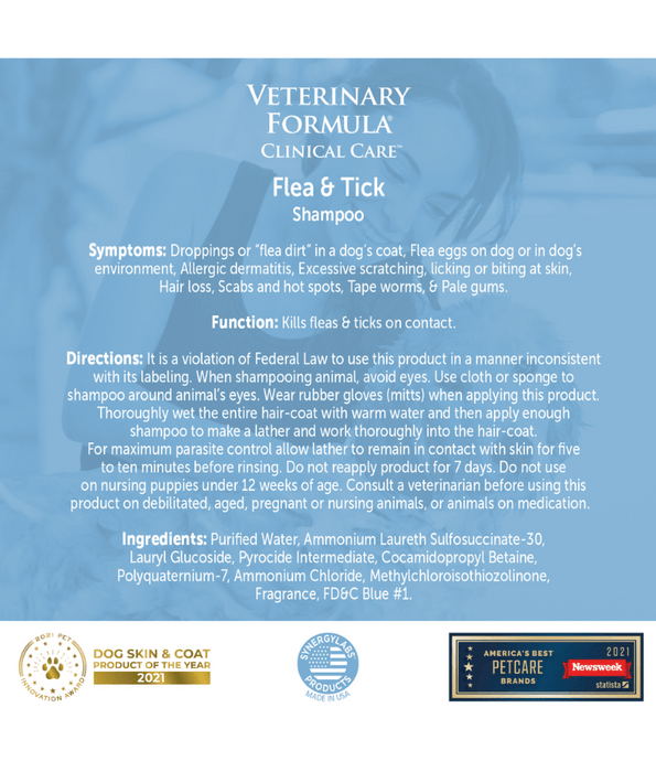 Synergy Labs - Veterinary Formula, Flea & Tick Shampoo For Dogs & Cats - 473 ml