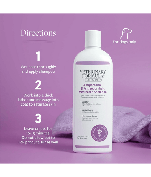 Synergy Labs - Veterinary Formula, Clinical Care Antiparasitic and Antiseborrheic Shampoo For Dogs - 473ml