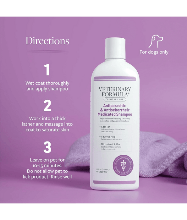 Synergy Labs - Veterinary Formula, Clinical Care Antiparasitic and Antiseborrheic Shampoo For Dogs - 473ml