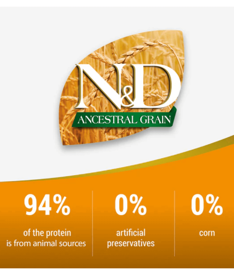 Farmina - N&D Ancestral Grain, Lamb and Blueberry Adult Cat Dry Food 1.5kg