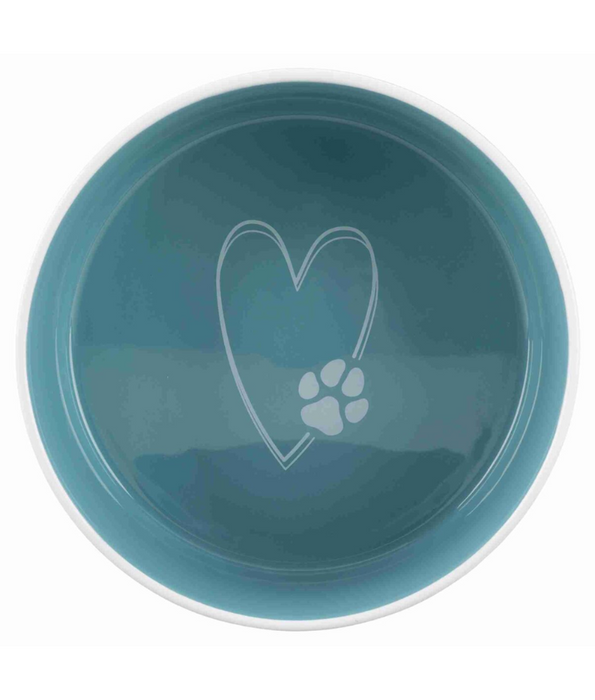 Trixie - Pet’s Home Ceramic Bowl, Cream/Petrol, For Cats & Small/Mediun Dogs - Small, Medium
