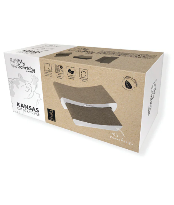 M-Pets - White Kansas Scratch Board, Textured Cardboard Surface, Double-Sided Use - 45×24×12cm