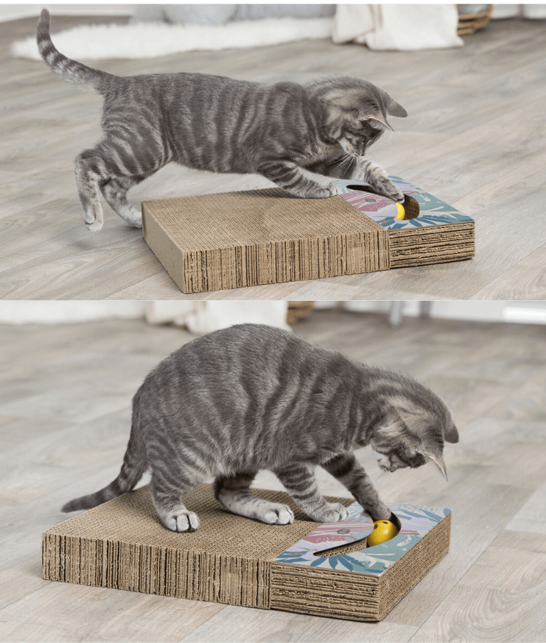 Trixie - Scratching Cardboard With 2 Balls With Catnip L38xW30xH5 cm