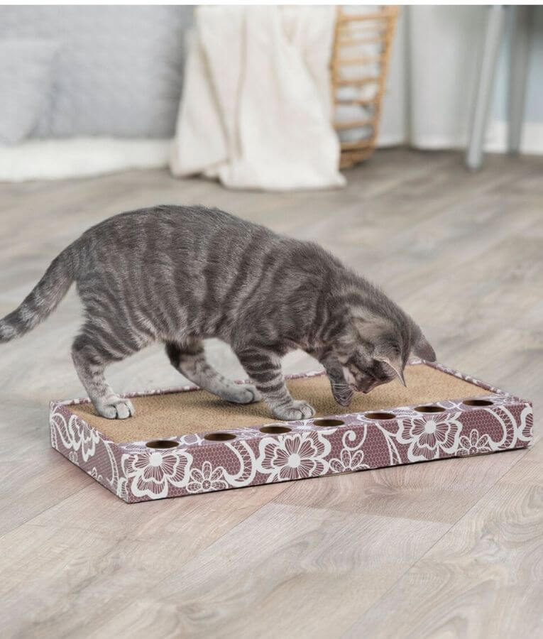 Trixie - Scratching Cardboard with 2 Toy Balls, Catnip-Infused Cat Scratcher - 48 × 5 × 25 cm