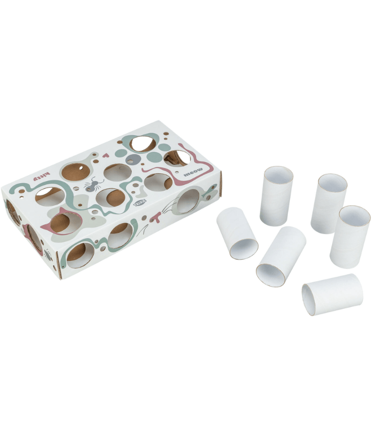 Trixie - Paws’n’Treats Box, Interactive Cat Puzzle Toy with Push-In Tubes - 35 × 7 × 20 cm
