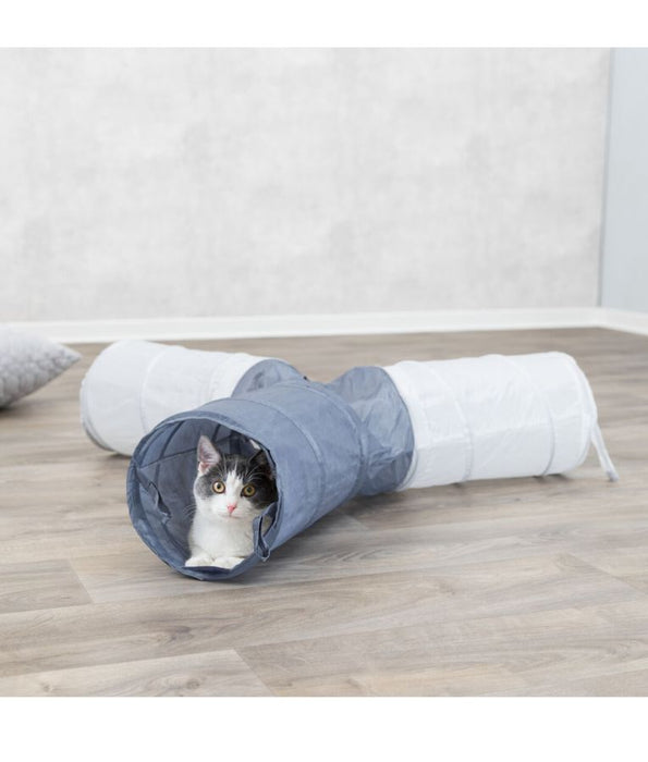 Trixie – 4-Way Cat Play Tunnel with Peek-A-Boo Hole, Durable Nylon Interactive Toy - 3 × Ø22 × 50 cm
