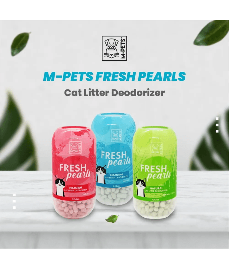M-Pets - Fresh Pearls Natural Cat Litter Deodorizer, Floral Scent, Fibre Technology, Antibacterial - 450 ml