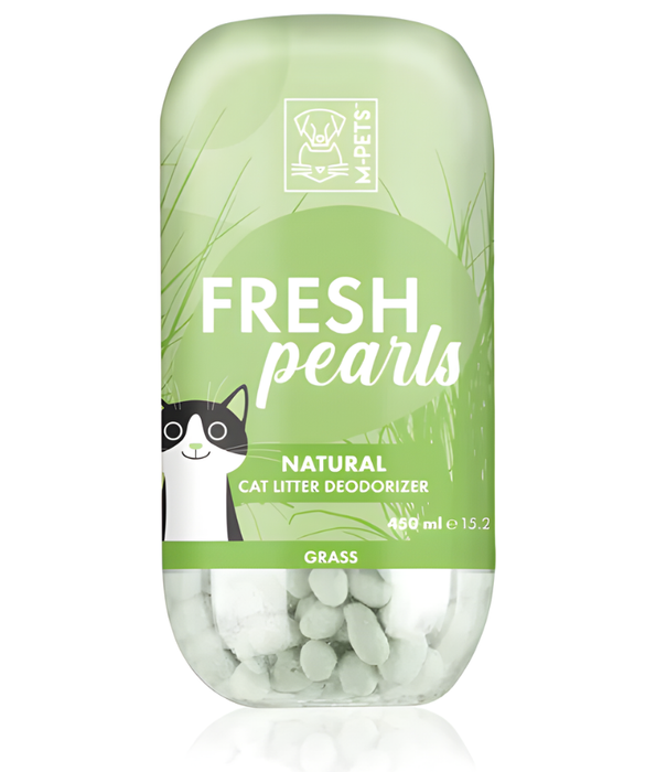 M-Pets - Fresh Pearls Natural Cat Litter Deodorizer, Grass Scent, Fibre Technology, Antibacterial - 450 ml