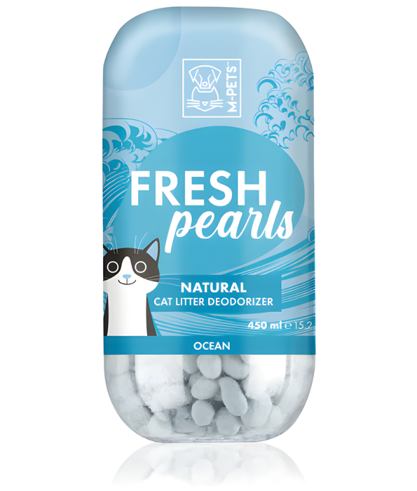 M-Pets - Fresh Pearls Natural Cat Litter Deodorizer, Ocean Scent, Fibre Technology, Antibacterial - 450 ml