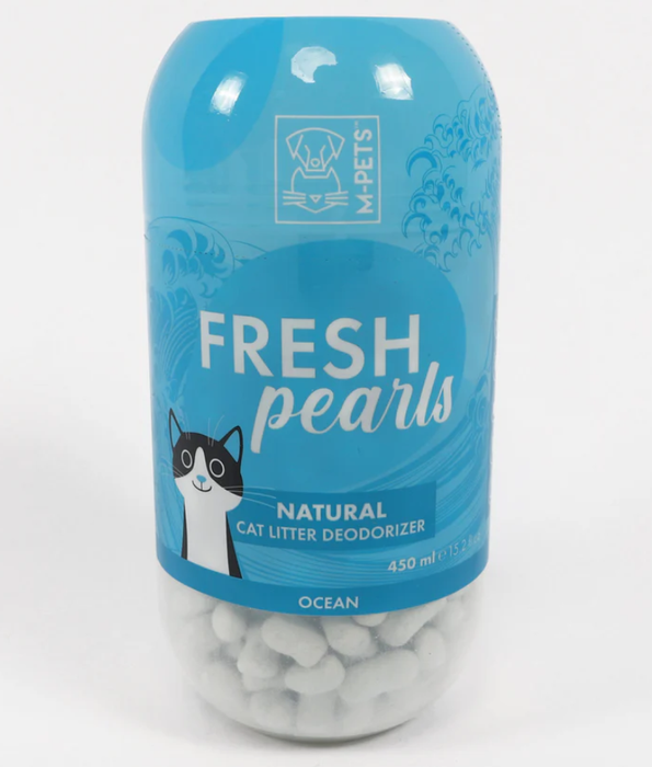 M-Pets - Fresh Pearls Natural Cat Litter Deodorizer, Ocean Scent, Fibre Technology, Antibacterial - 450 ml