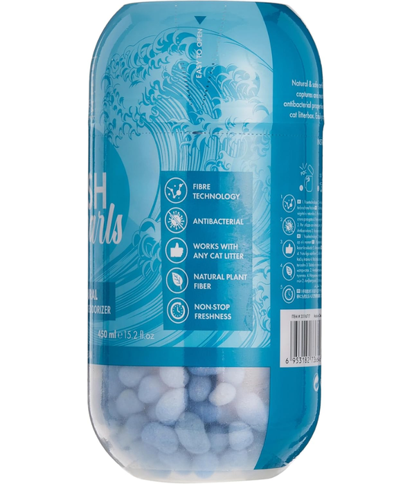 M-Pets - Fresh Pearls Natural Cat Litter Deodorizer, Grass Scent, Fibre Technology, Antibacterial - 450 ml