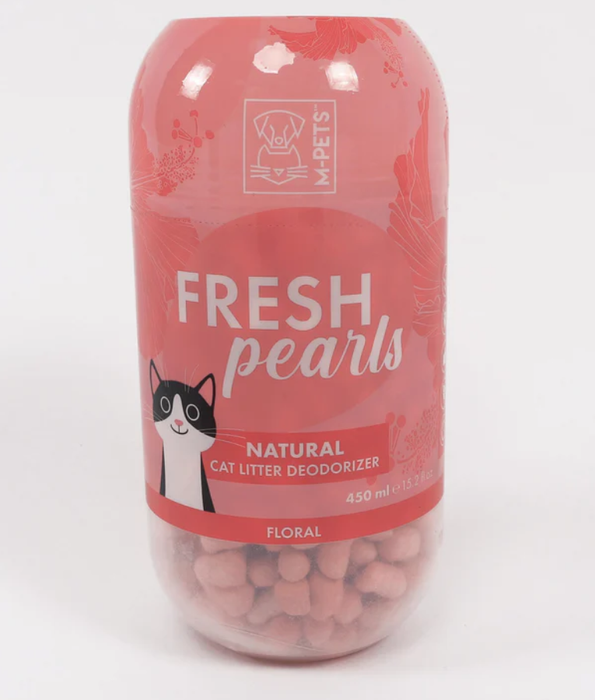M-Pets - Fresh Pearls Natural Cat Litter Deodorizer, Floral Scent, Fibre Technology, Antibacterial - 450 ml